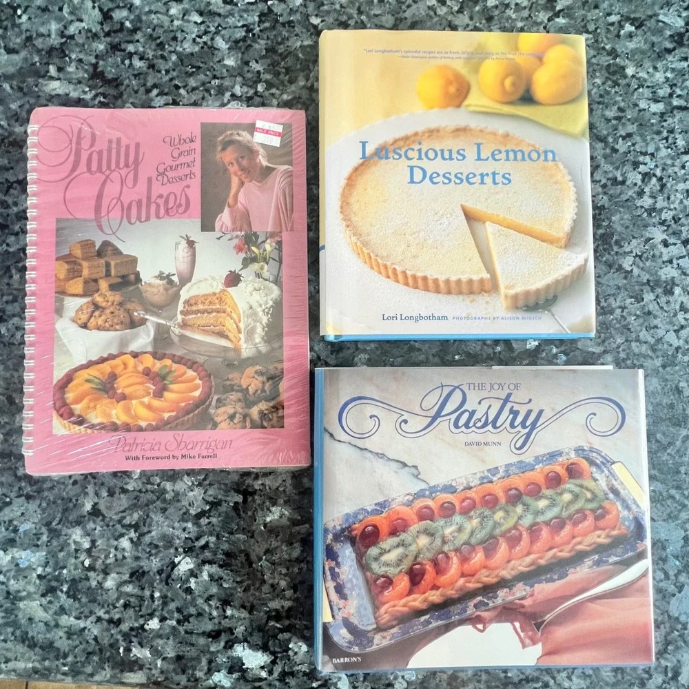 Vintage Dessert Cookbook Lot Joy of Pastry Patty Cakes Luscious Lemon Desserts